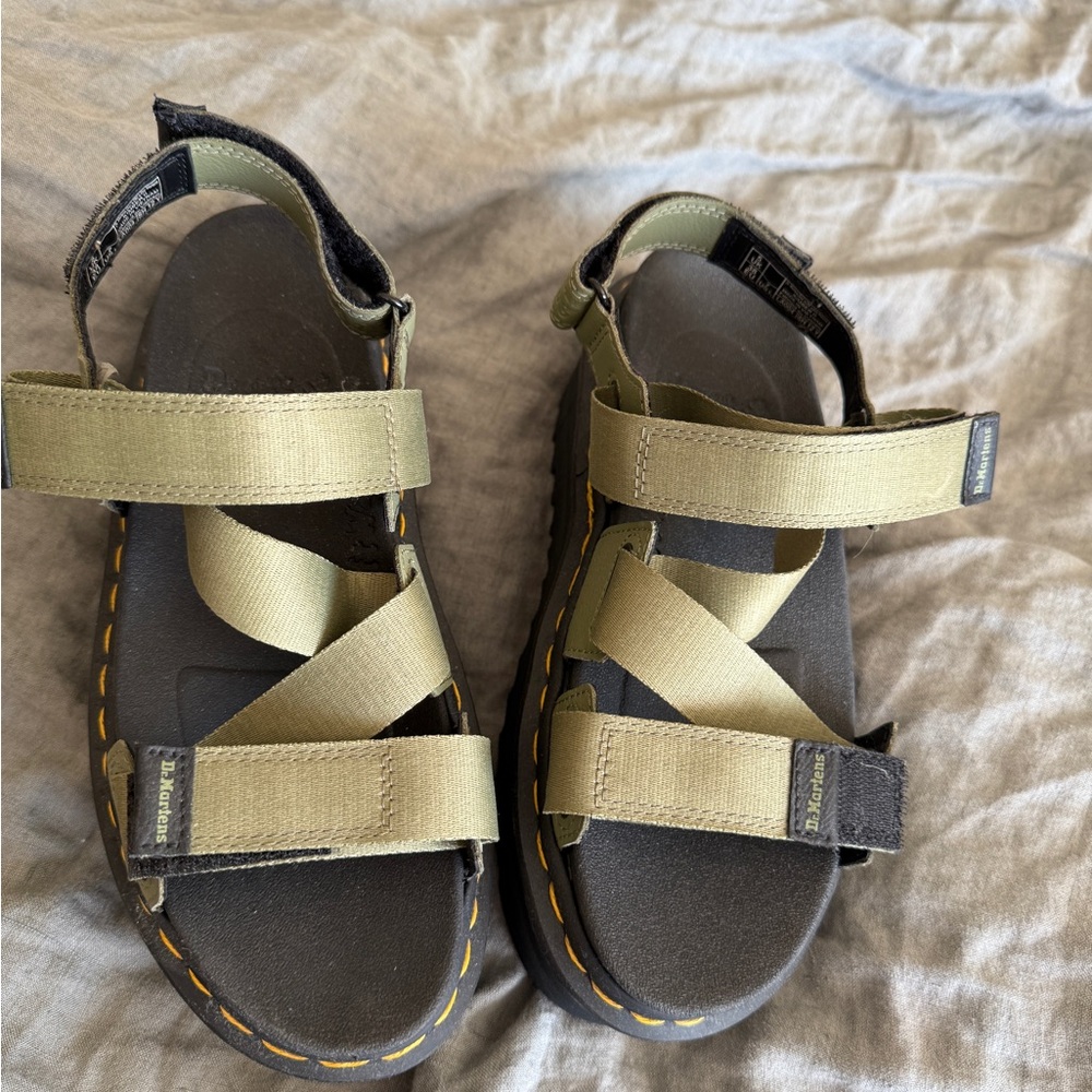 Dr. Martens Kimber II platform sandal in muted olive